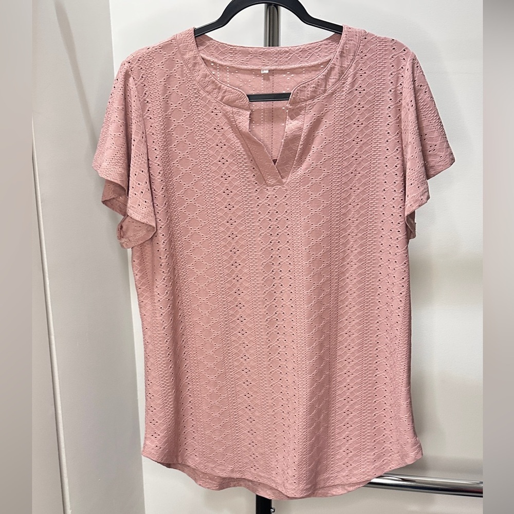 Source Unknown Pink Relaxed Blouse with V-Neck